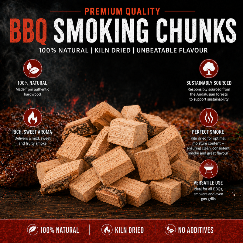 BBQ Smoking Wood Chunks Premium Natural Smoker Fuel 3kg 10L