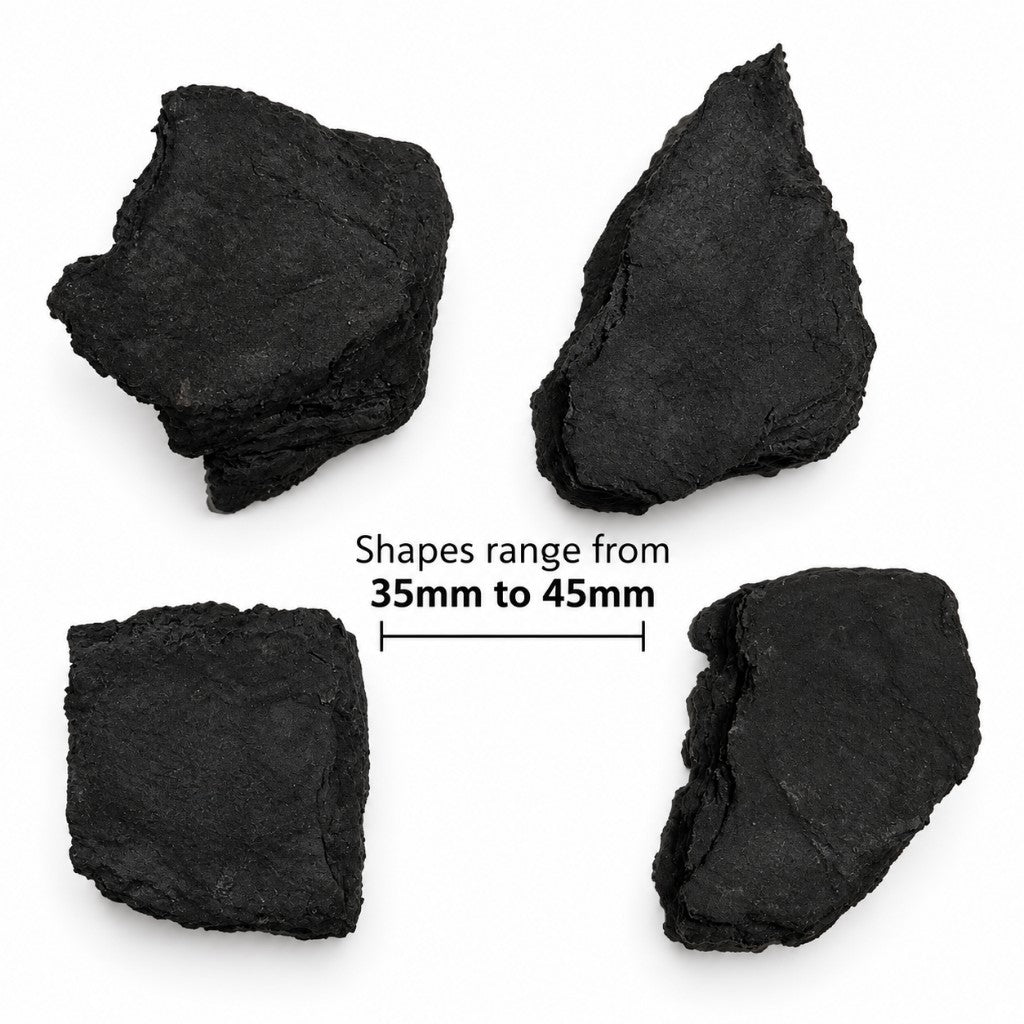 Random ceramic gas fire coals. Shapes range from 35mm to 45mm.