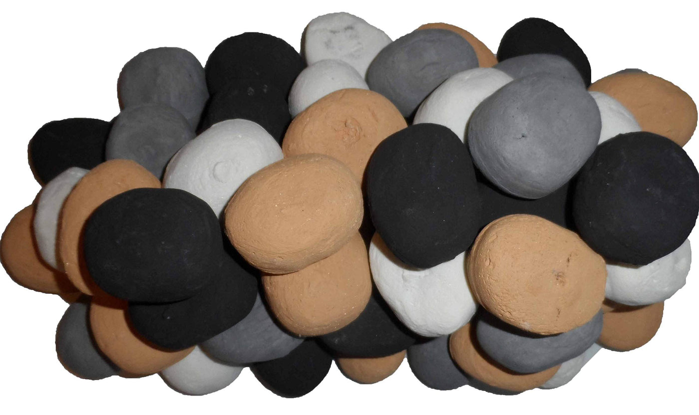 The Stove Wizard Mixed Colour Ceramic Replacement Gas Fire Pebbles Pack of 20 Heat Resistant Coal Effect Decor For LPG Electric Fires Bioethanol Burners Quality Assured Fireplace Accessories