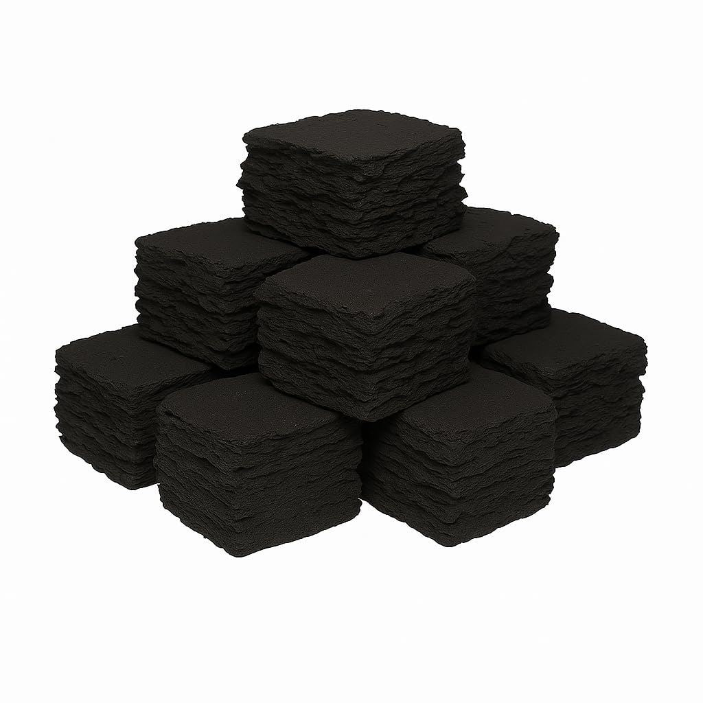 Ceramic gas fire coals arranged in a pack