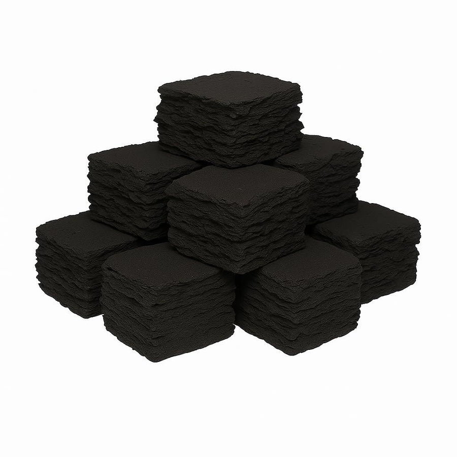 Ceramic gas fire coals arranged in a pack