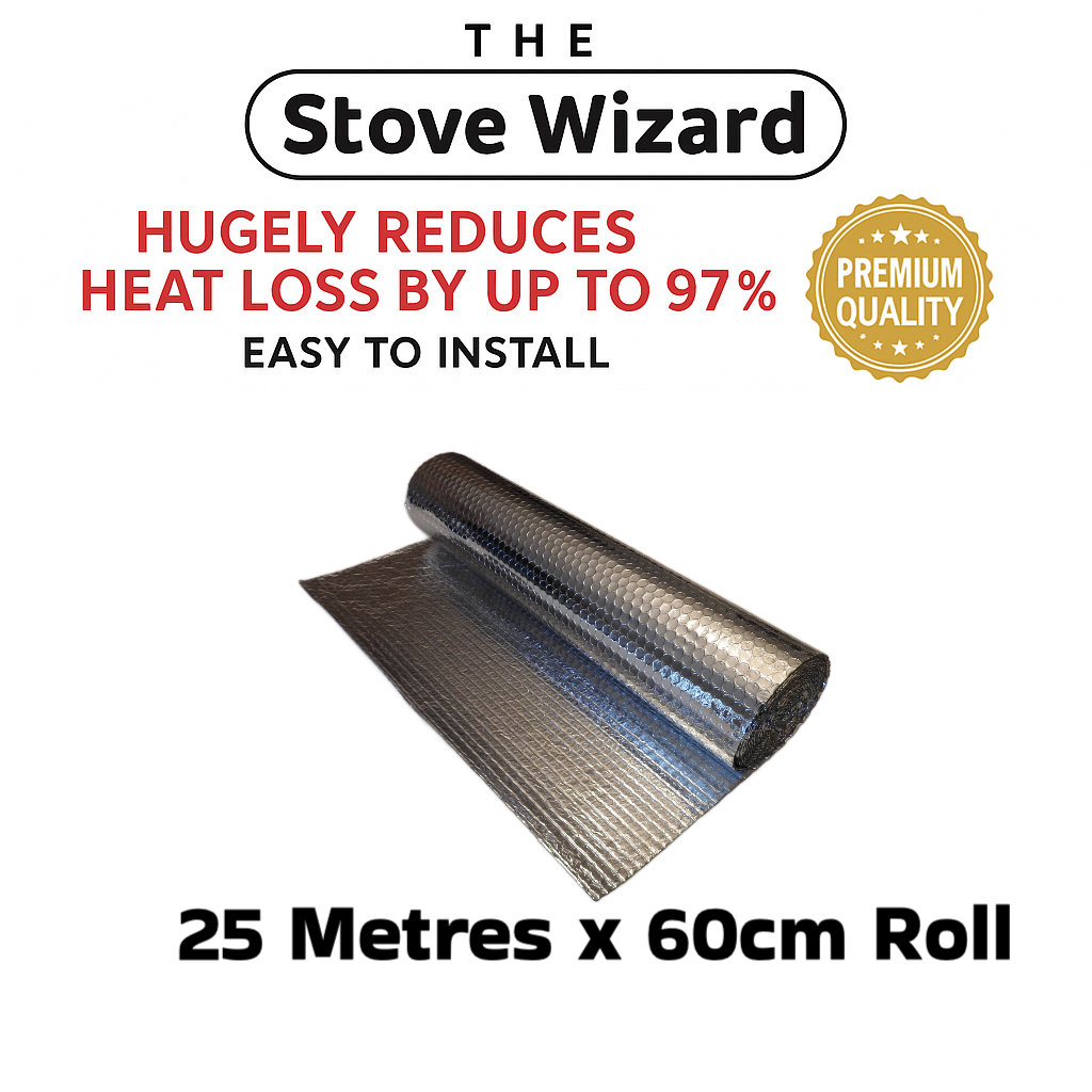 The Stove Wizard Foil Insulation Radiator Reflector Panels for Floor Roof Wall and Ceiling Heat and Vapour Barrier Energy Saving Bubble Foil Wrap CHOOSE YOUR SIZE