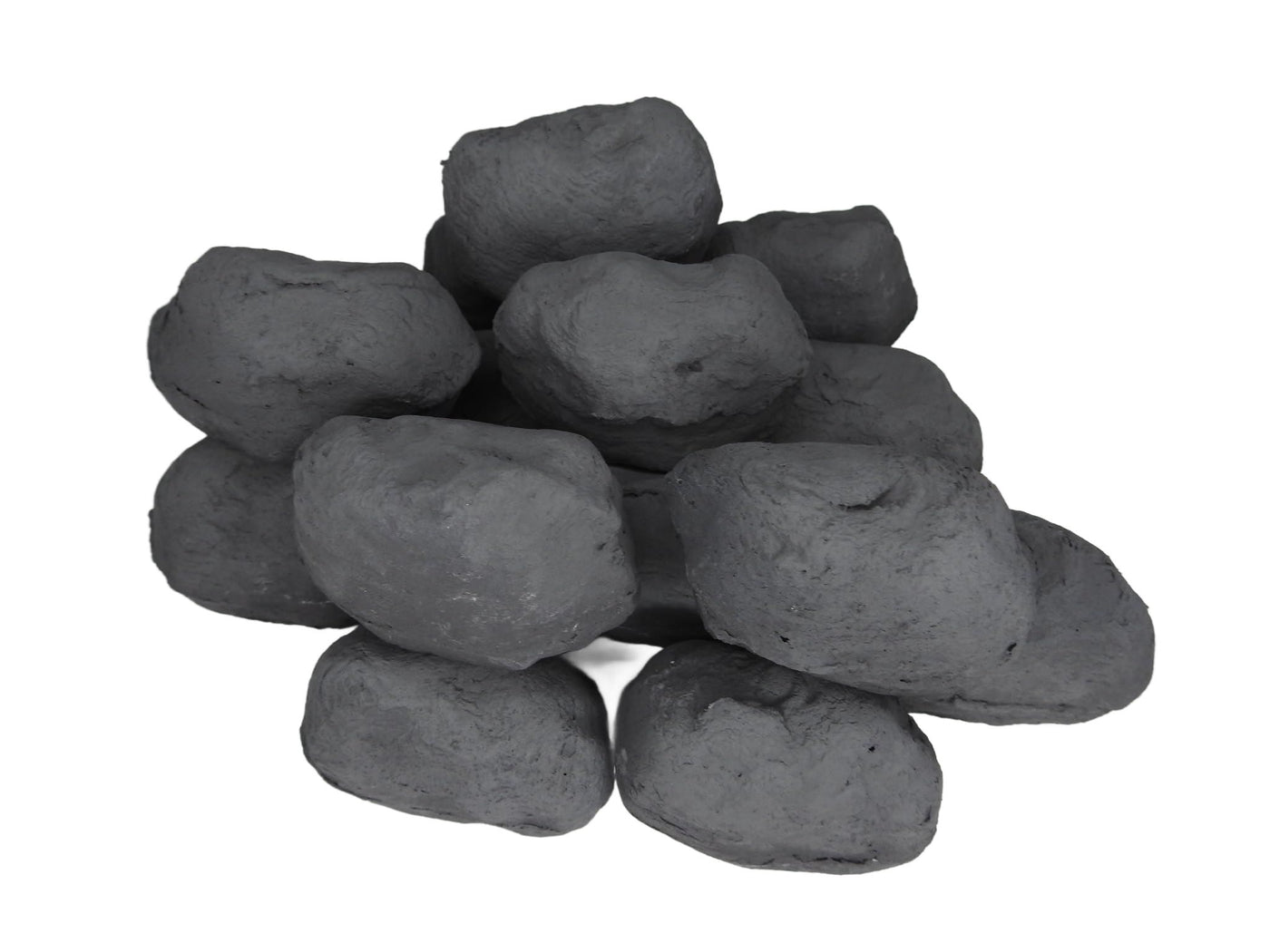 Ceramic gas fire coals arranged in a pack
