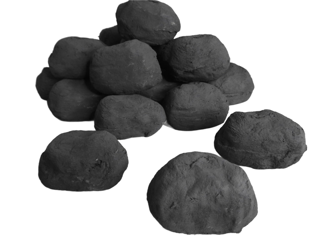 The Stove Wizard 20 Large Cast Ceramic Coals – Replacement Accessories for LPG Bio Ethanol Gas Fires Electric Fires – Realistic Black Coal Effect – UK-Made Firebed Refill Pack