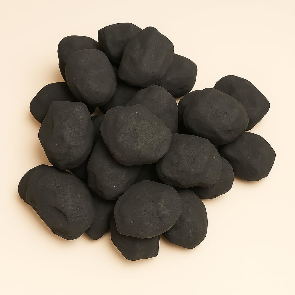 The Stove Wizard 15 Small Ceramic Cast Coals – Replacement Fire Bed for Gas, LPG & Bio Ethanol Fires – Heat-Resistant Coals for Inset & Open Fireplaces