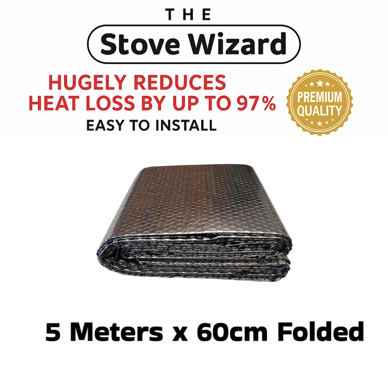 The Stove Wizard Foil Insulation Radiator Reflector Panels for Floor Roof Wall and Ceiling Heat and Vapour Barrier Energy Saving Bubble Foil Wrap CHOOSE YOUR SIZE