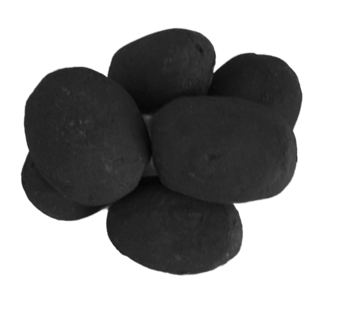 The Stove Wizard 30 Black Ceramic Pebbles – Replacement Fire Stones with Realistic Coal Effect – High Temp RCF Pebbles for LPG, Electric, Bio Ethanol & Natural Gas Fires