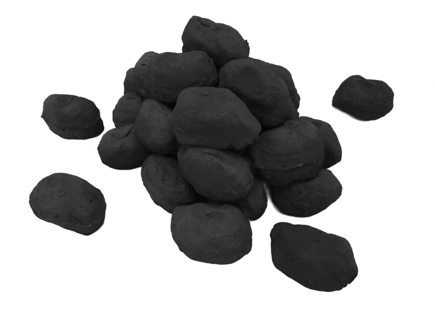The Stove Wizard 20 Large Cast Ceramic Coals – Replacement Accessories for LPG Bio Ethanol Gas Fires Electric Fires – Realistic Black Coal Effect – UK-Made Firebed Refill Pack
