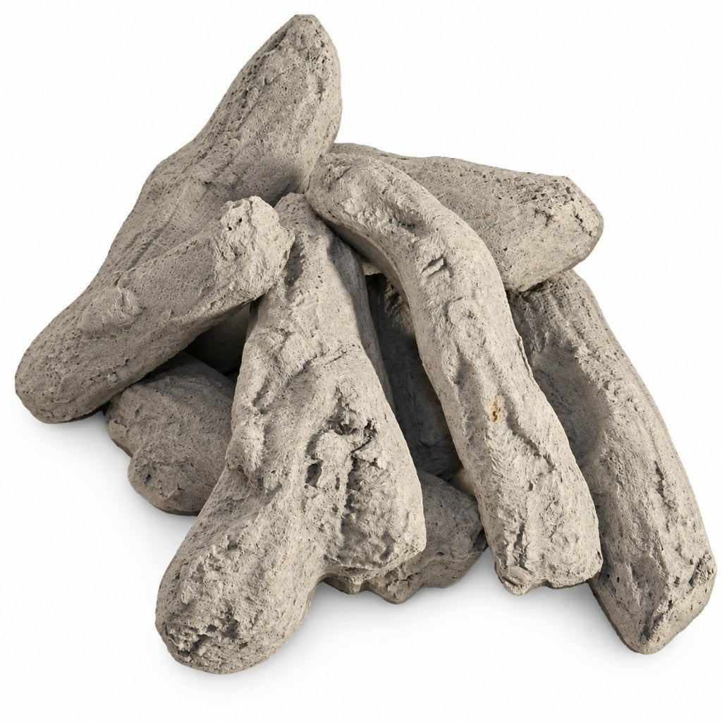 8 Piece Driftwood ceramic logs in an alternative piled arrangement
