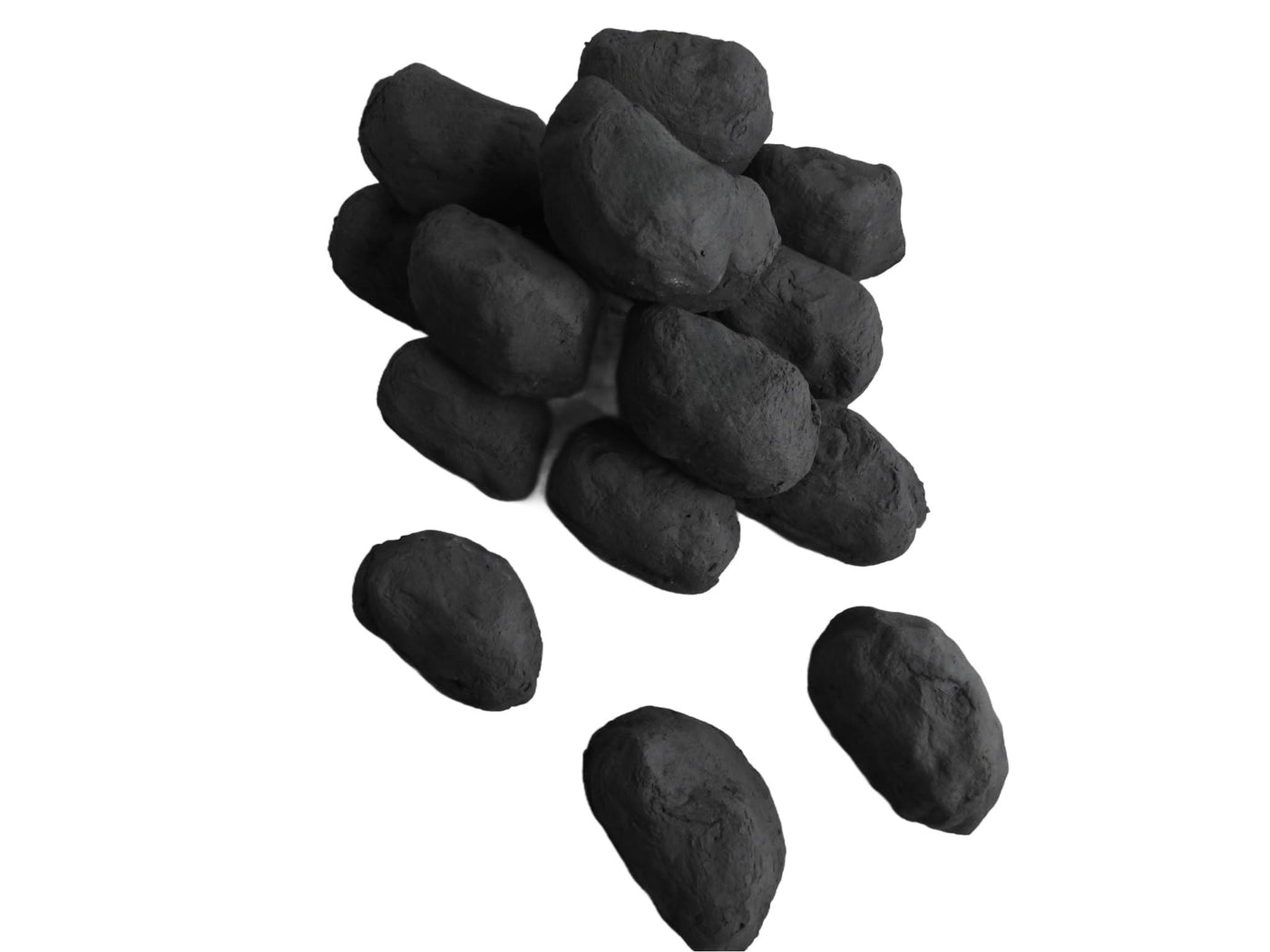 The Stove Wizard 20 Large Cast Ceramic Coals – Replacement Accessories for LPG Bio Ethanol Gas Fires Electric Fires – Realistic Black Coal Effect – UK-Made Firebed Refill Pack