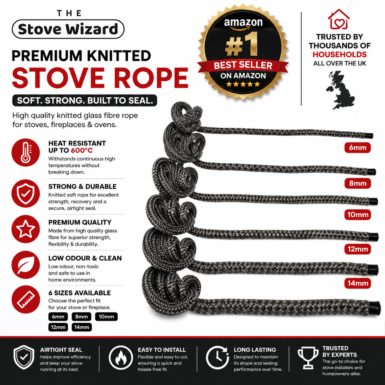 Stove Rope Gloves Polish Kit With Heat Resistant Wood Log Burner Multi Fuel Coal