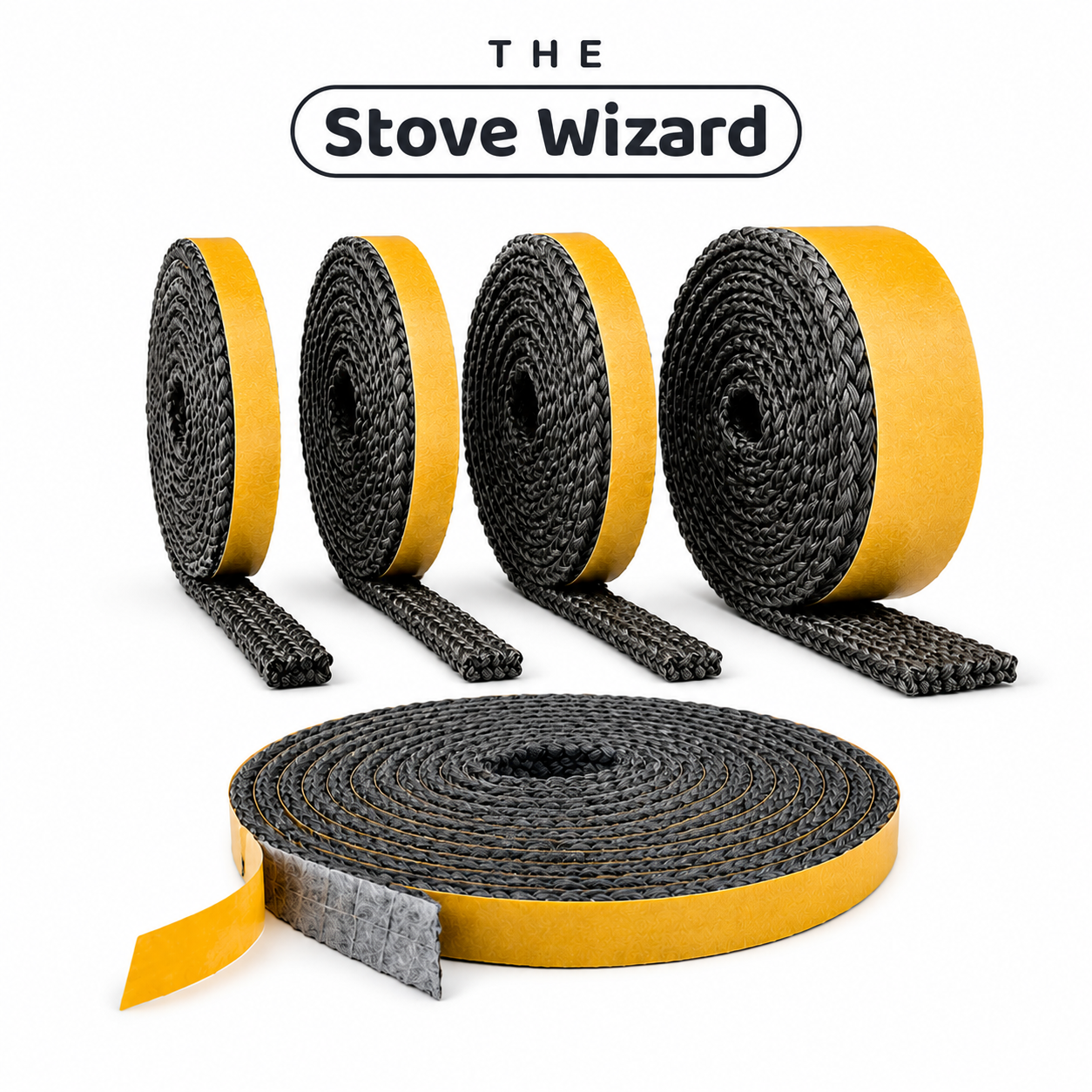 Self-adhesive flat stove rope seal strip