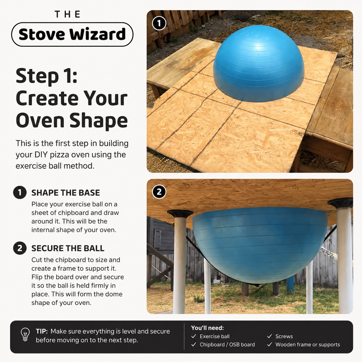 DIY Pizza Oven Bricks Refractory Clay Wood Fire Outdoor Kit Exercise Ball Style