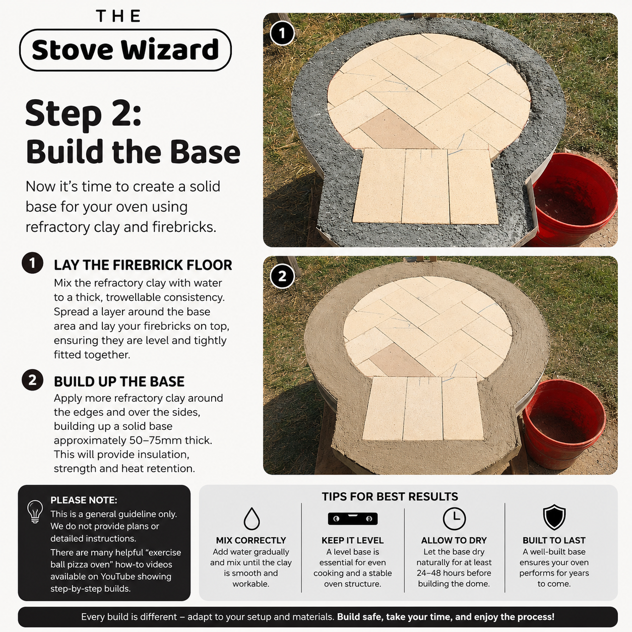 DIY Pizza Oven Bricks Refractory Clay Wood Fire Outdoor Kit Exercise Ball Style