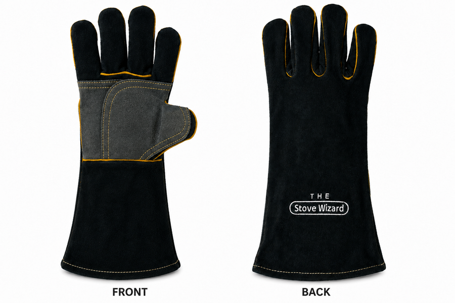 Heat-resistant leather stove gloves