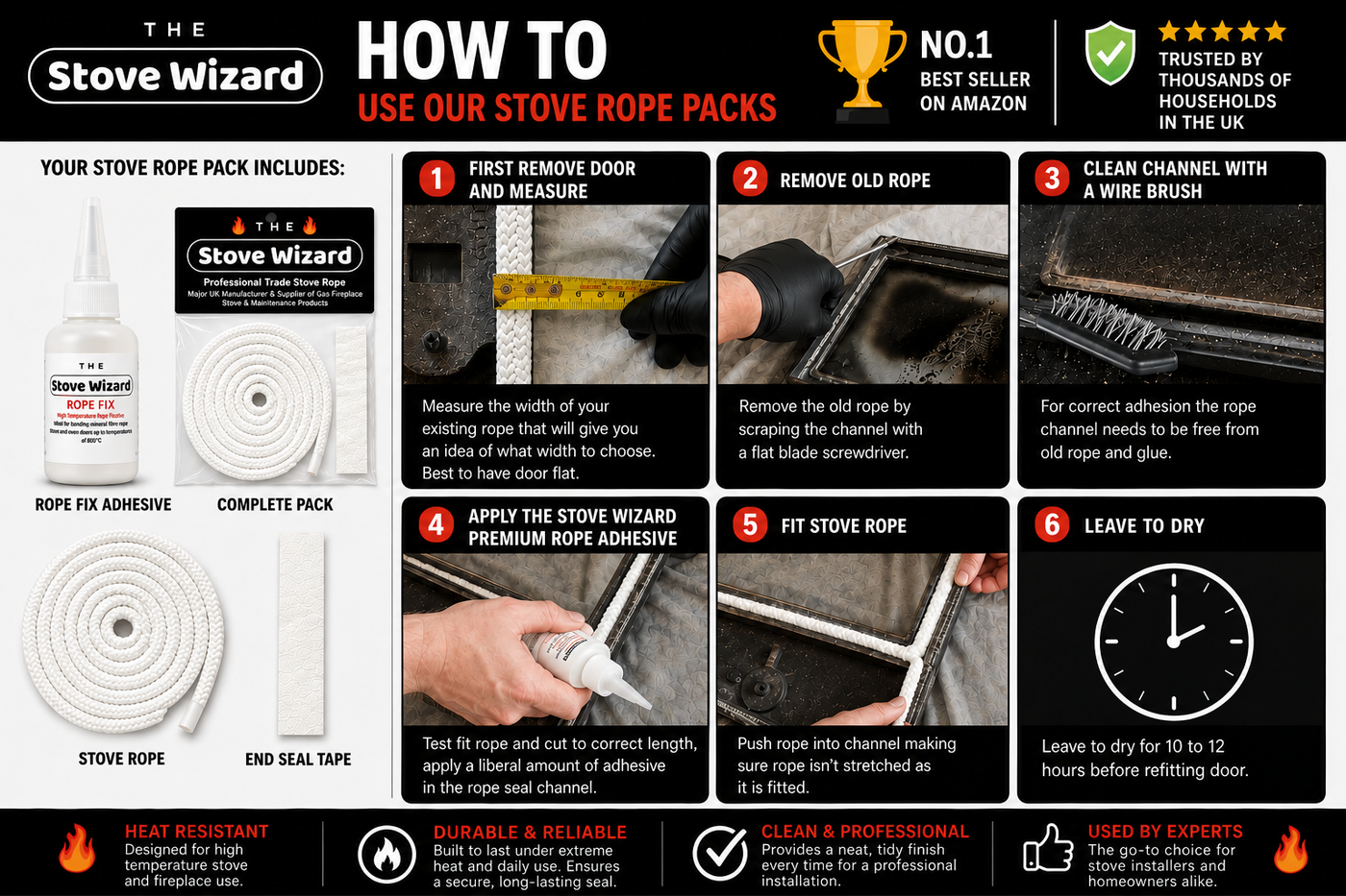 White Stove rope kit plus 400ml Stove Paint