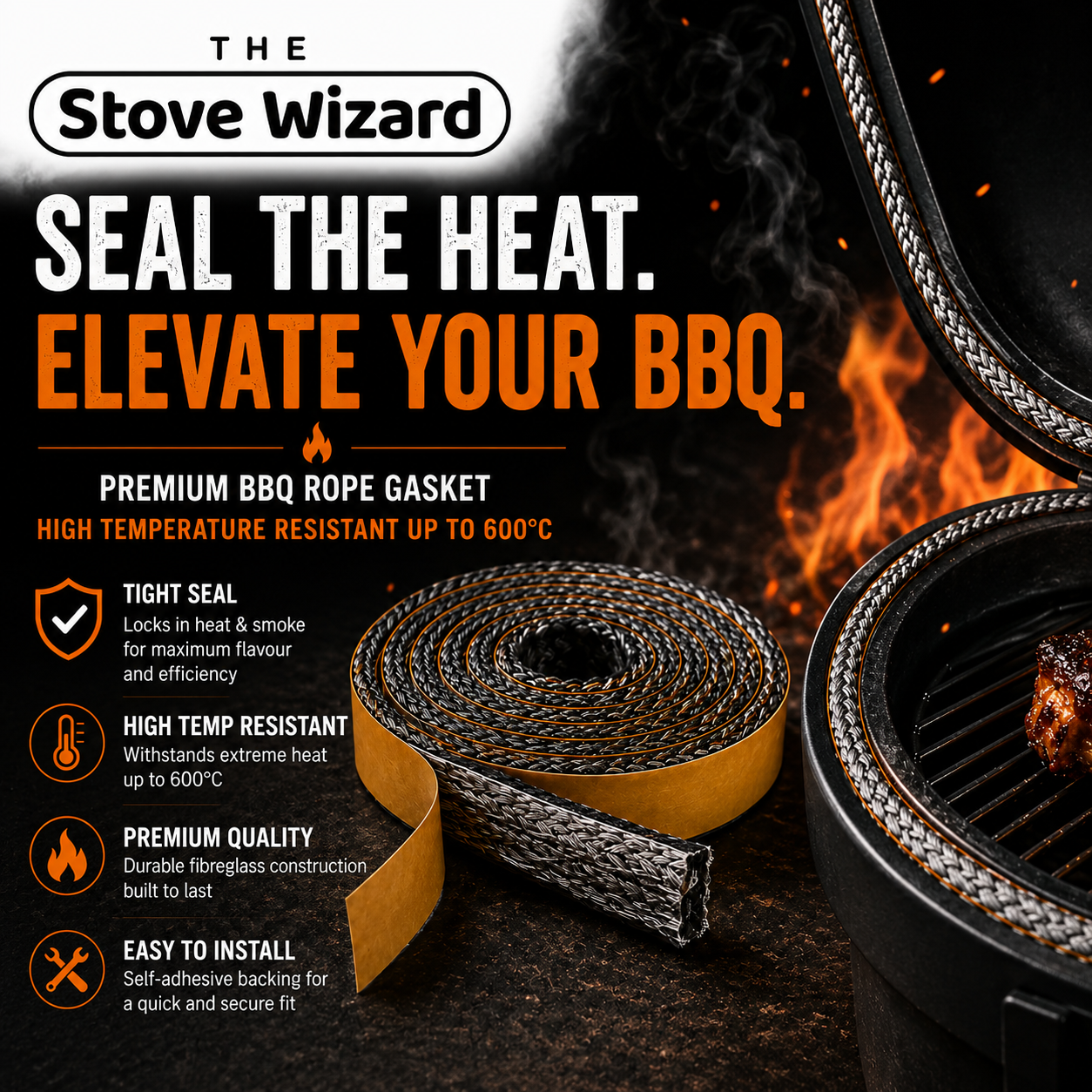 BBQ and Smoker Replacement Seal High Temperature Heat Resistant Gasket