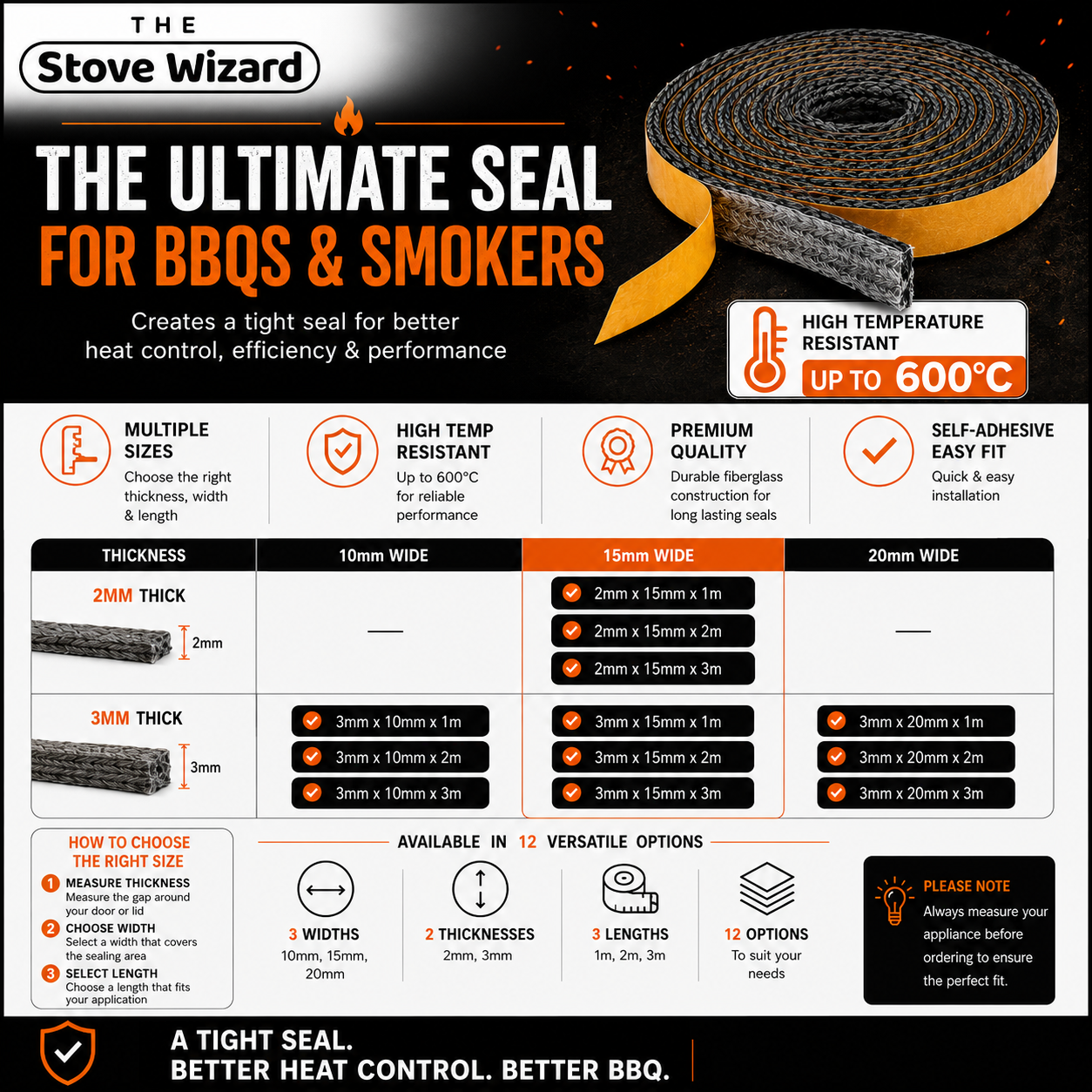 BBQ and Smoker Replacement Seal High Temperature Heat Resistant Gasket