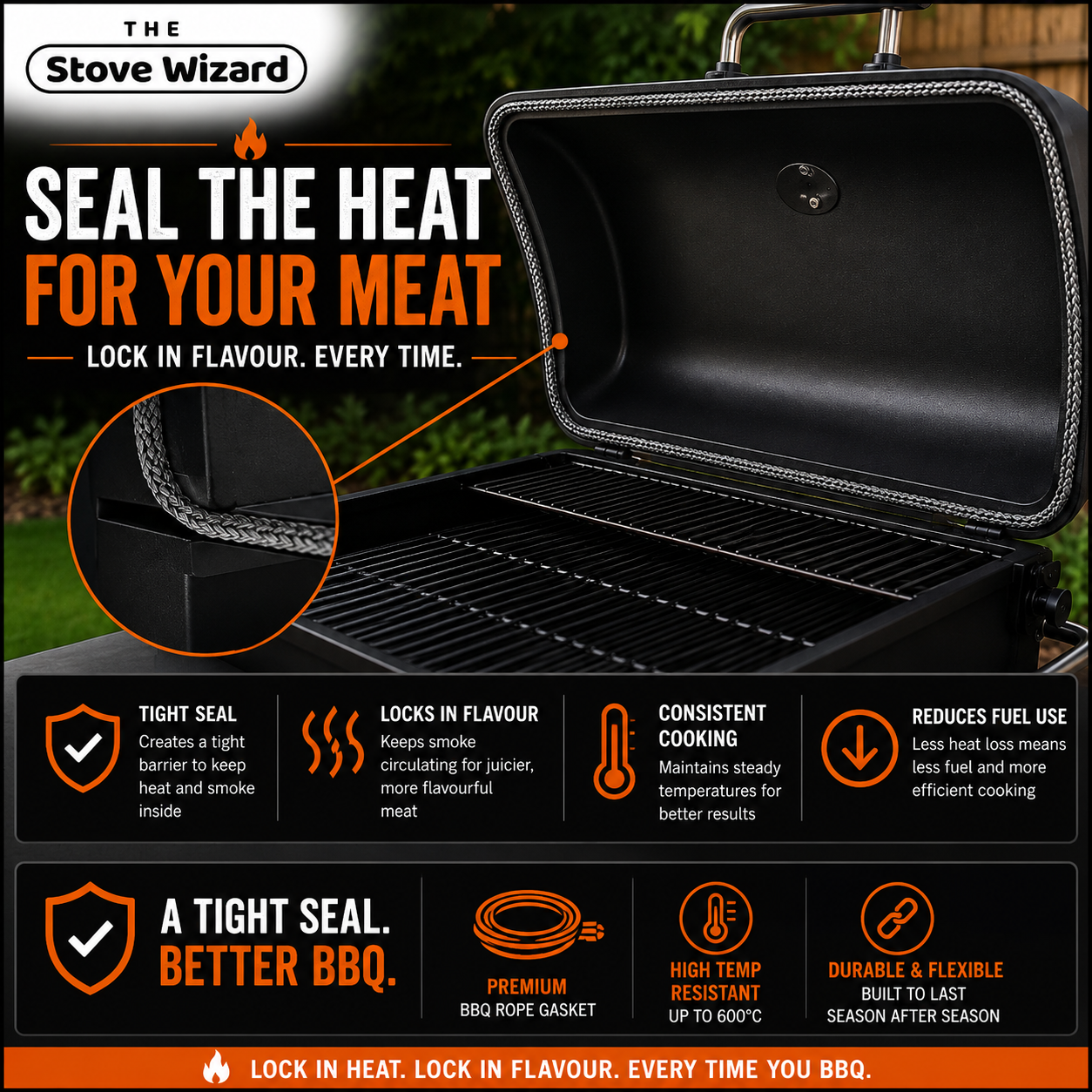BBQ and Smoker Replacement Seal High Temperature Heat Resistant Gasket
