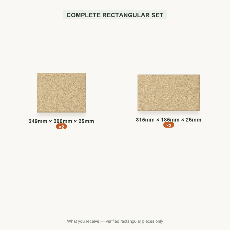 COMPLETE RECTANGULAR SET — 249x200x25mm ×2; 315x185x25mm ×2
