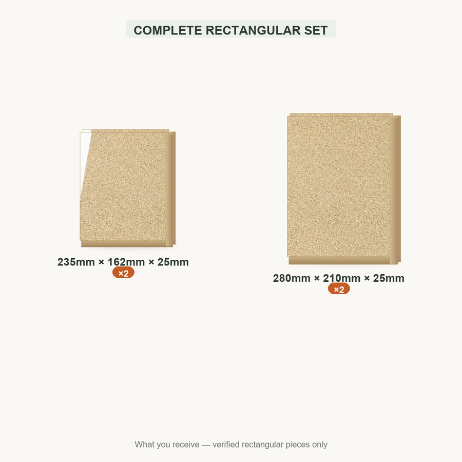 COMPLETE RECTANGULAR SET — 235x162x25mm ×2; 280x210x25mm ×2