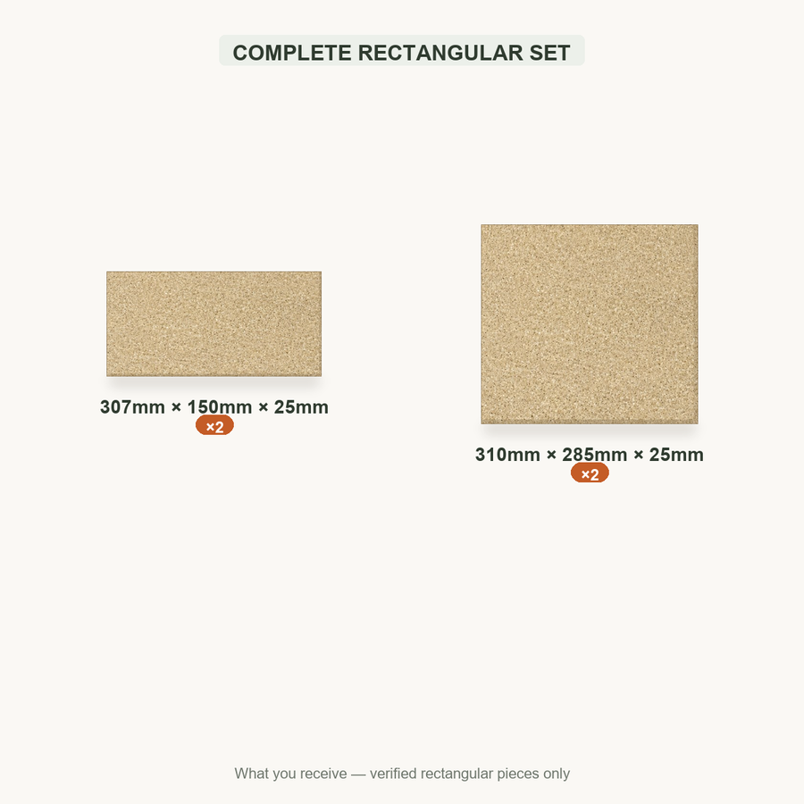 COMPLETE RECTANGULAR SET — 307x150x25mm ×2; 310x285x25mm ×2