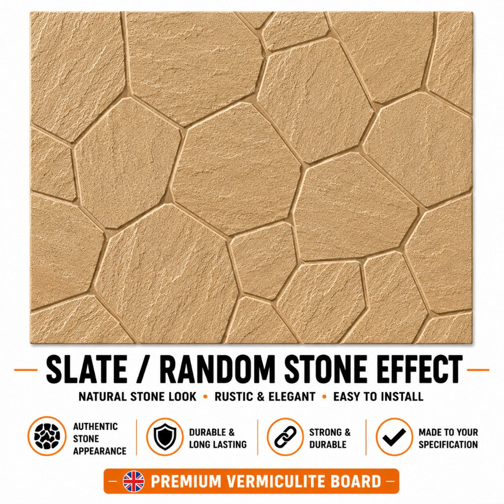 Slate / Random Stone Effect decorative vermiculite board