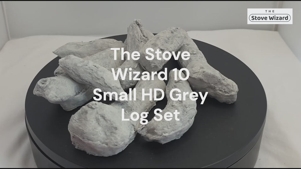 10 Piece HD Small Driftwood ceramic log set rotating to show the supplied logs