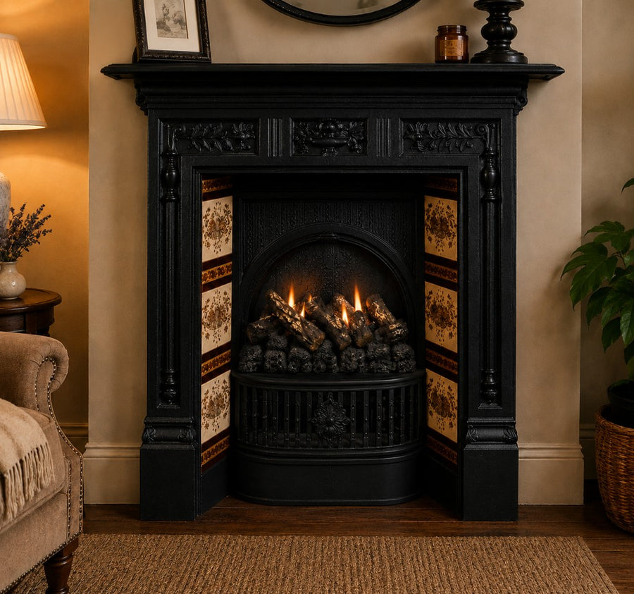 R1 coals and logs in fireplace