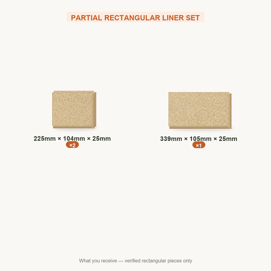 PARTIAL RECTANGULAR LINER SET — 225x104x25mm ×2; 339x105x25mm ×1