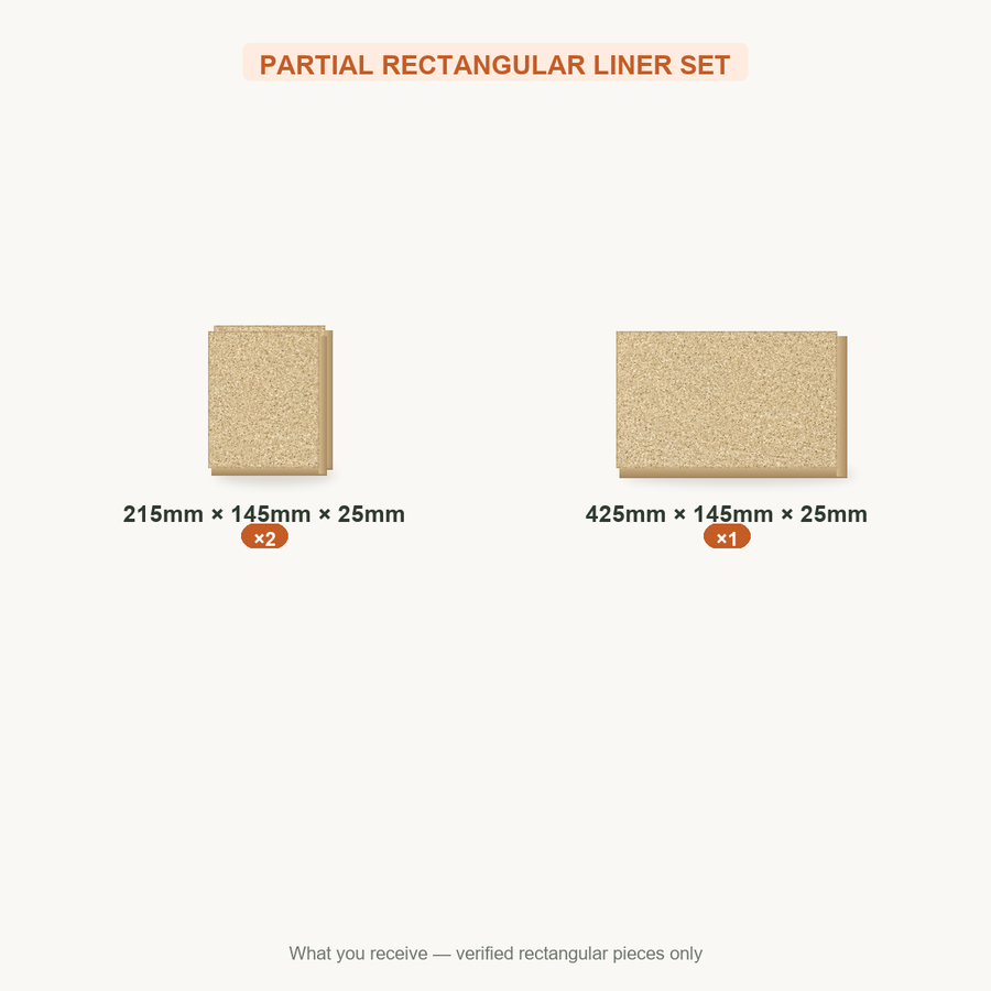 PARTIAL RECTANGULAR LINER SET — 215x145x25mm ×2; 425x145x25mm ×1