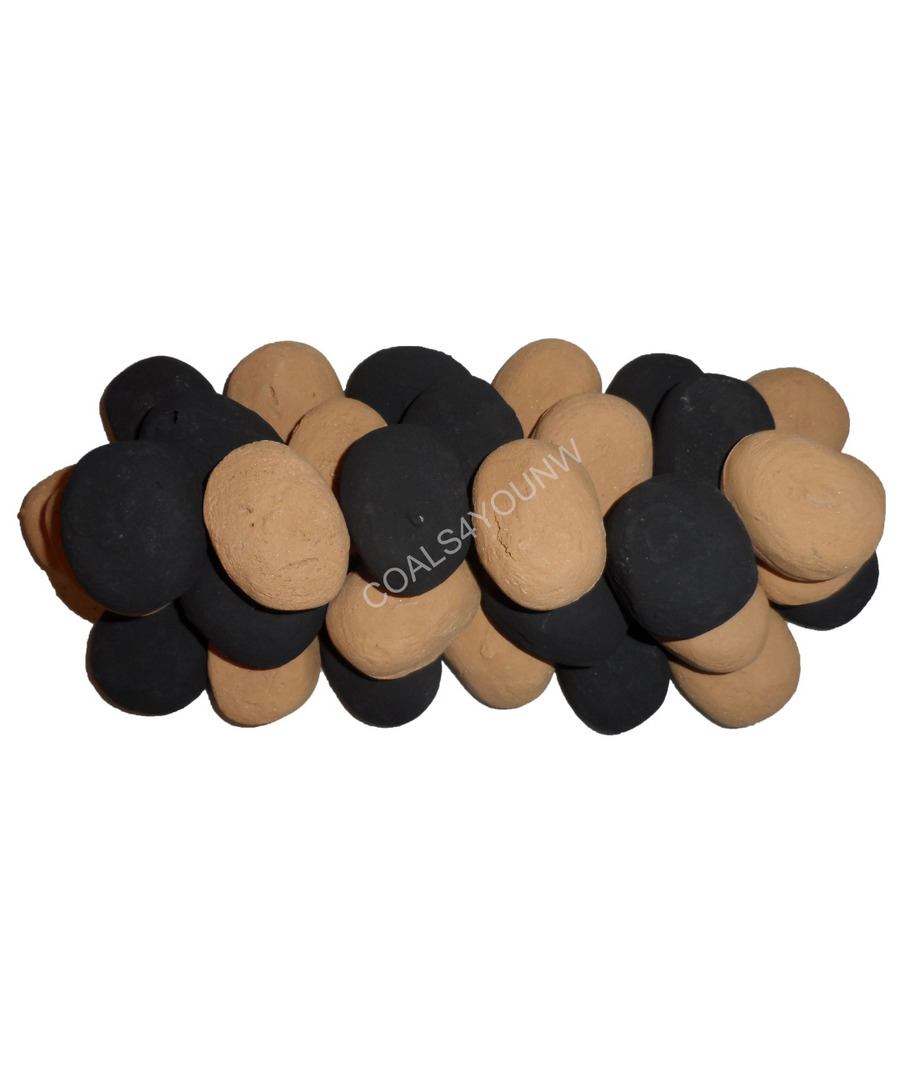 Ceramic gas fire pebbles in a pack