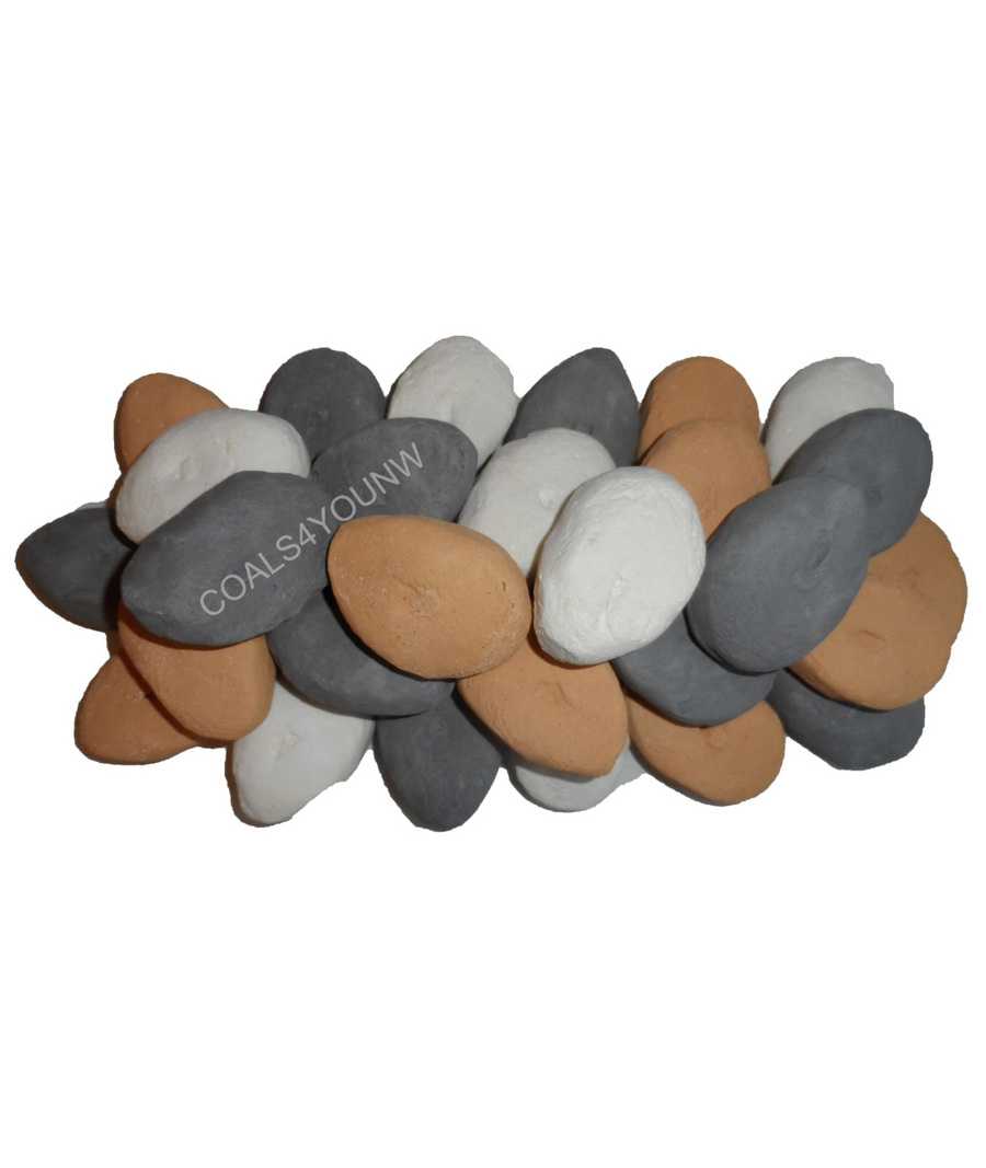 Ceramic gas fire pebbles in a pack