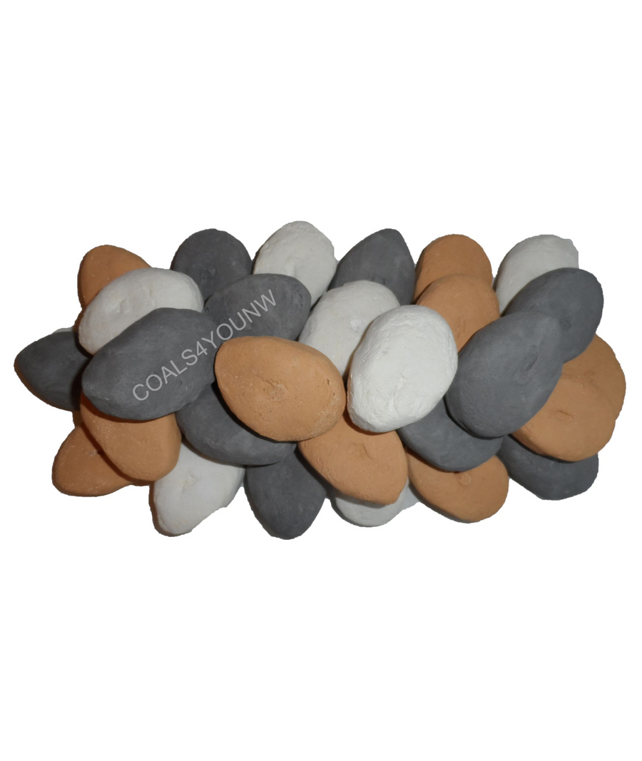 Ceramic gas fire pebbles in a pack