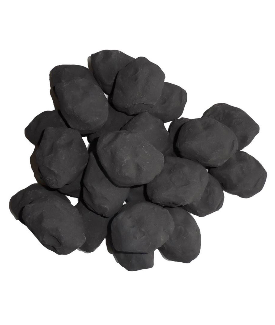 Ceramic gas fire coals arranged in a pack