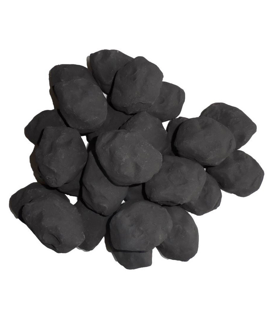 Ceramic gas fire coals arranged in a pack