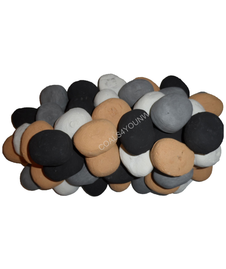 Ceramic gas fire pebbles in a pack