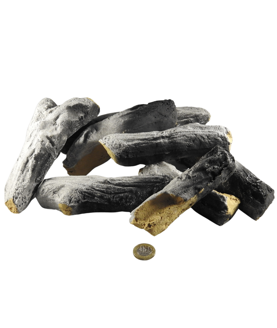 Ceramic artificial gas fire logs