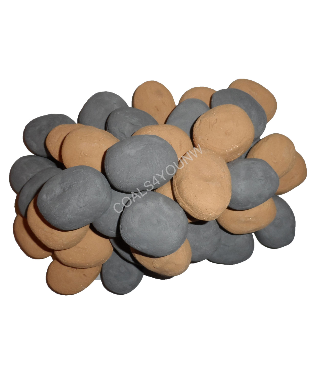 Ceramic gas fire pebbles in a pack
