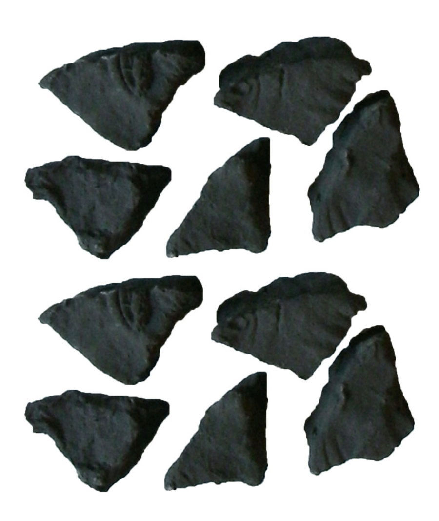 Ceramic gas fire coals arranged in a pack