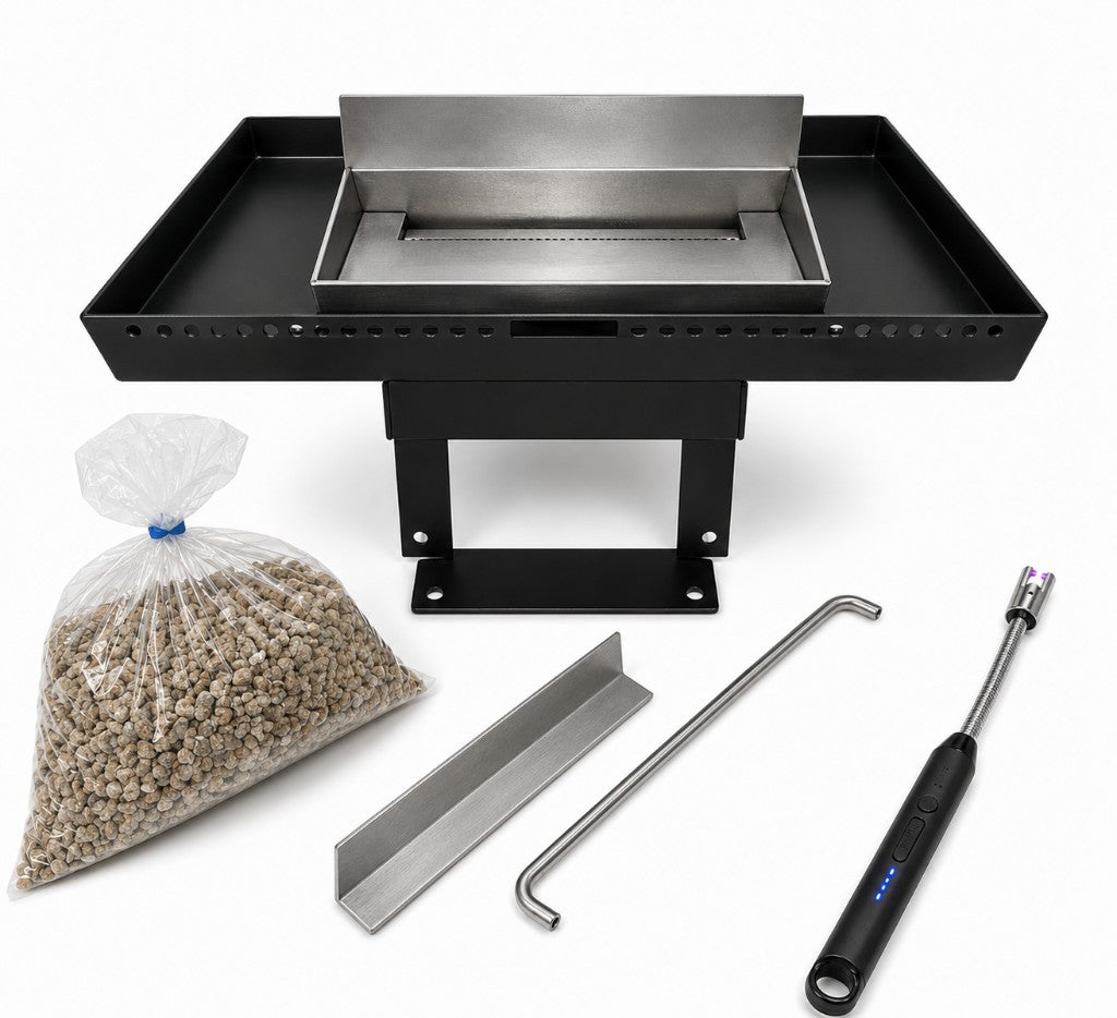 What you receive with the Bio Ethanol inset fire: burner, vermiculite, slide bar, operating rod and lighter