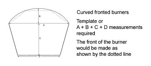 Curved front opening measurements A, B, C and D