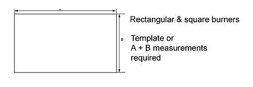 Rectangular and square opening measurements A width and B depth