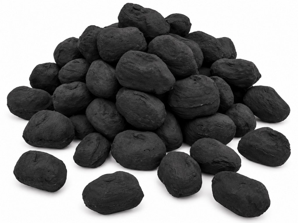 Cast ceramic gas fire coals.
