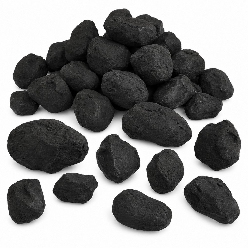 Random Cast ceramic coals showing mixed irregular shapes and sizes.
