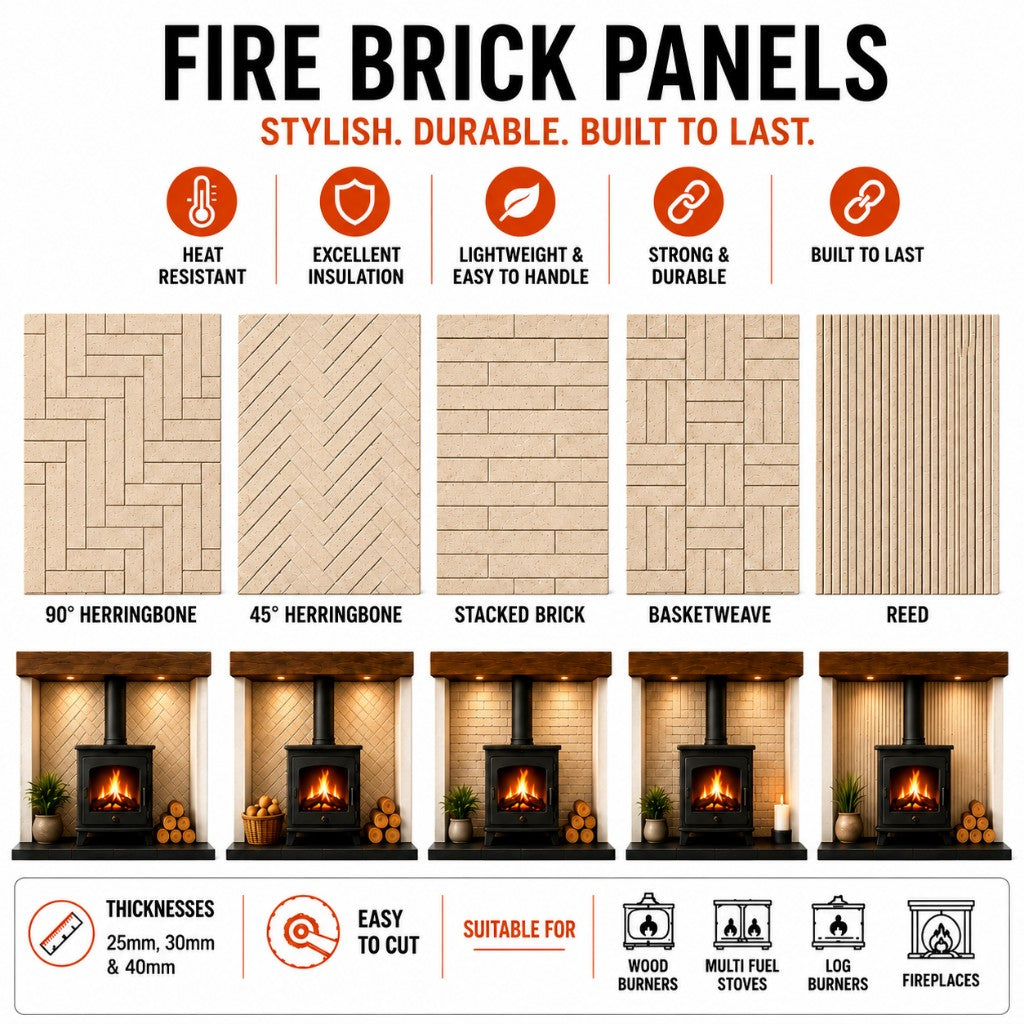 Patterned vermiculite fire brick panels