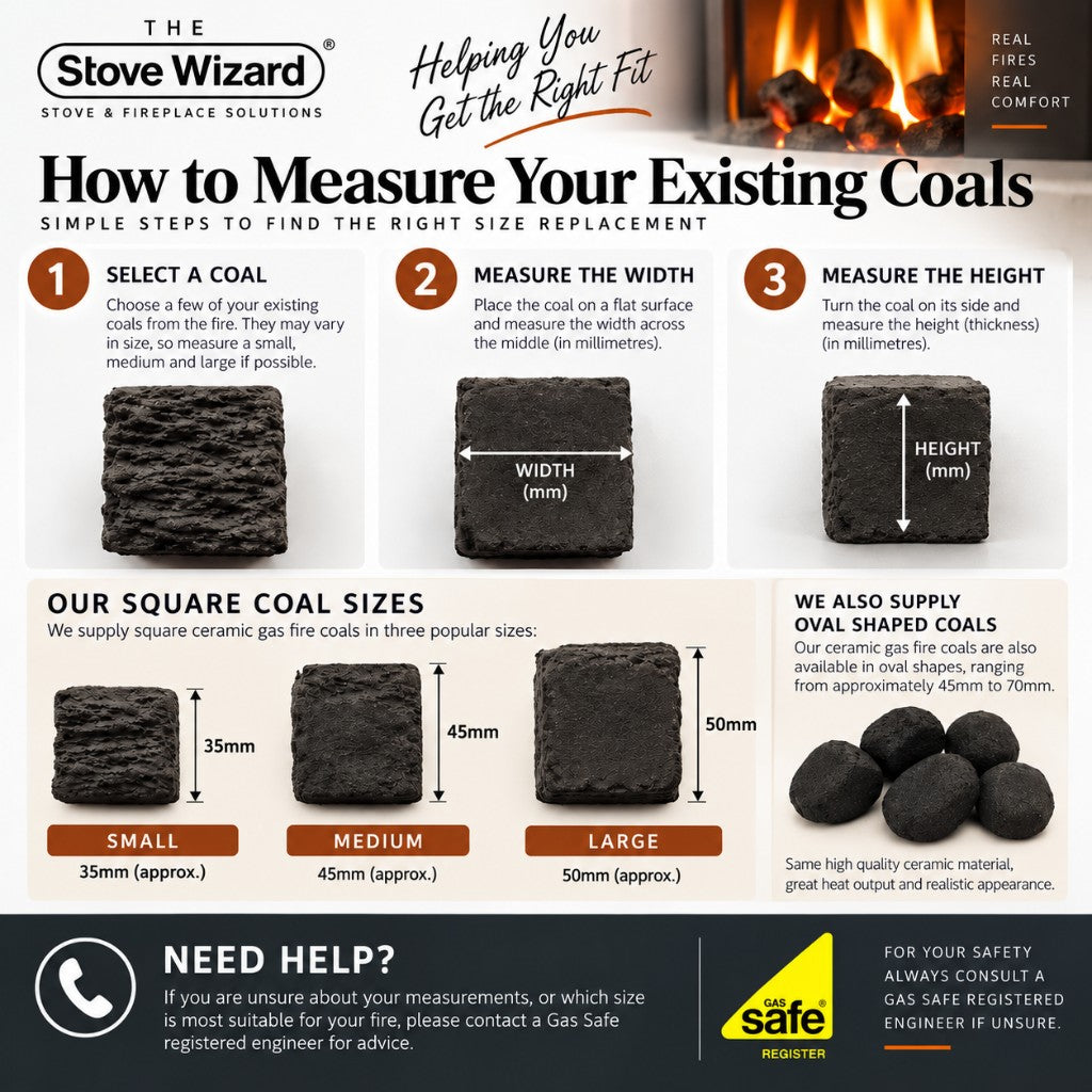How to measure existing gas fire coals before ordering replacements.