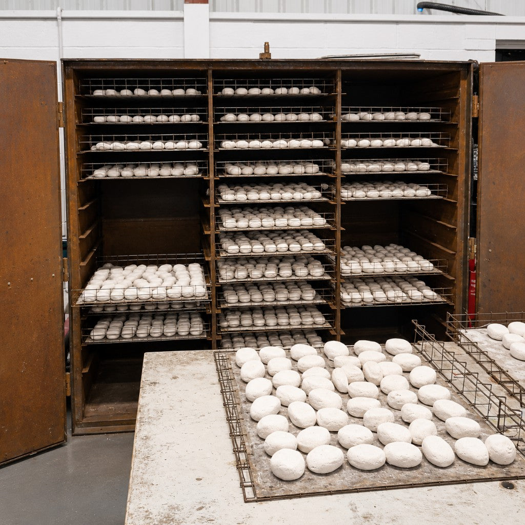 Ceramic fire-bed pieces manufactured at The Stove Wizard workshop in Flint, North Wales.